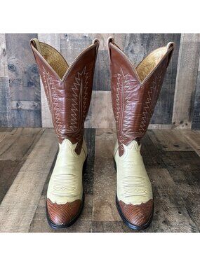 Tony Lama Vintage 6214 Urban Cowboy Wingtip Western Cowboy Boots Mens 9.5 D